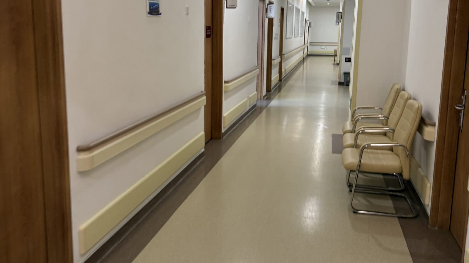 Inpatient corridor with wall handrails at Boao Evergrande International Hospital